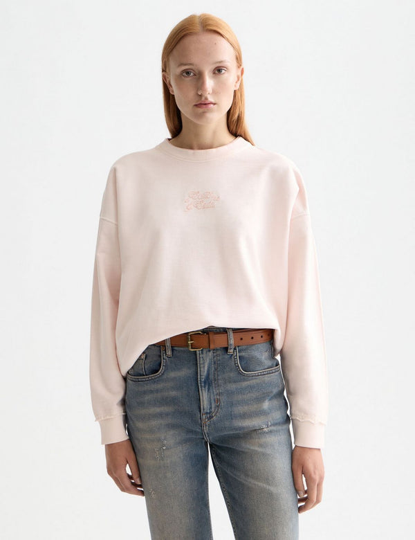 Oversized Sweatshirt Garment-Dyed Logo - Barely There