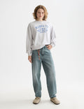 Sweat Denim Graphic Oversized Fit - Grey Melange