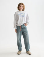 Sweat Denim Graphic Oversized Fit - Grey Melange