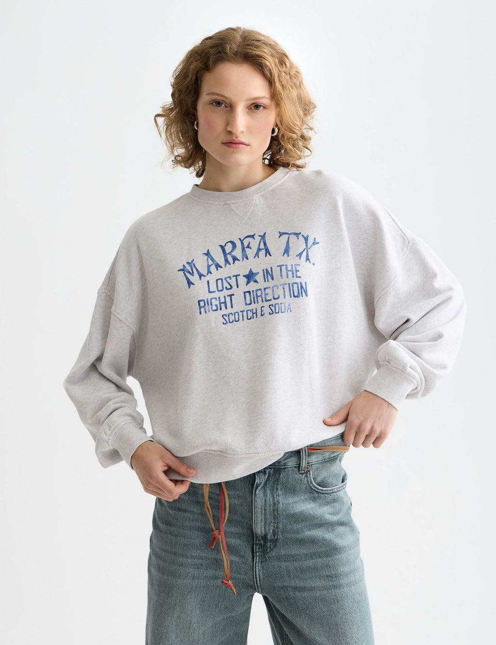 Sweat Denim Graphic Oversized Fit - Grey Melange