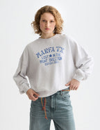Sweat Denim Graphic Oversized Fit - Grey Melange