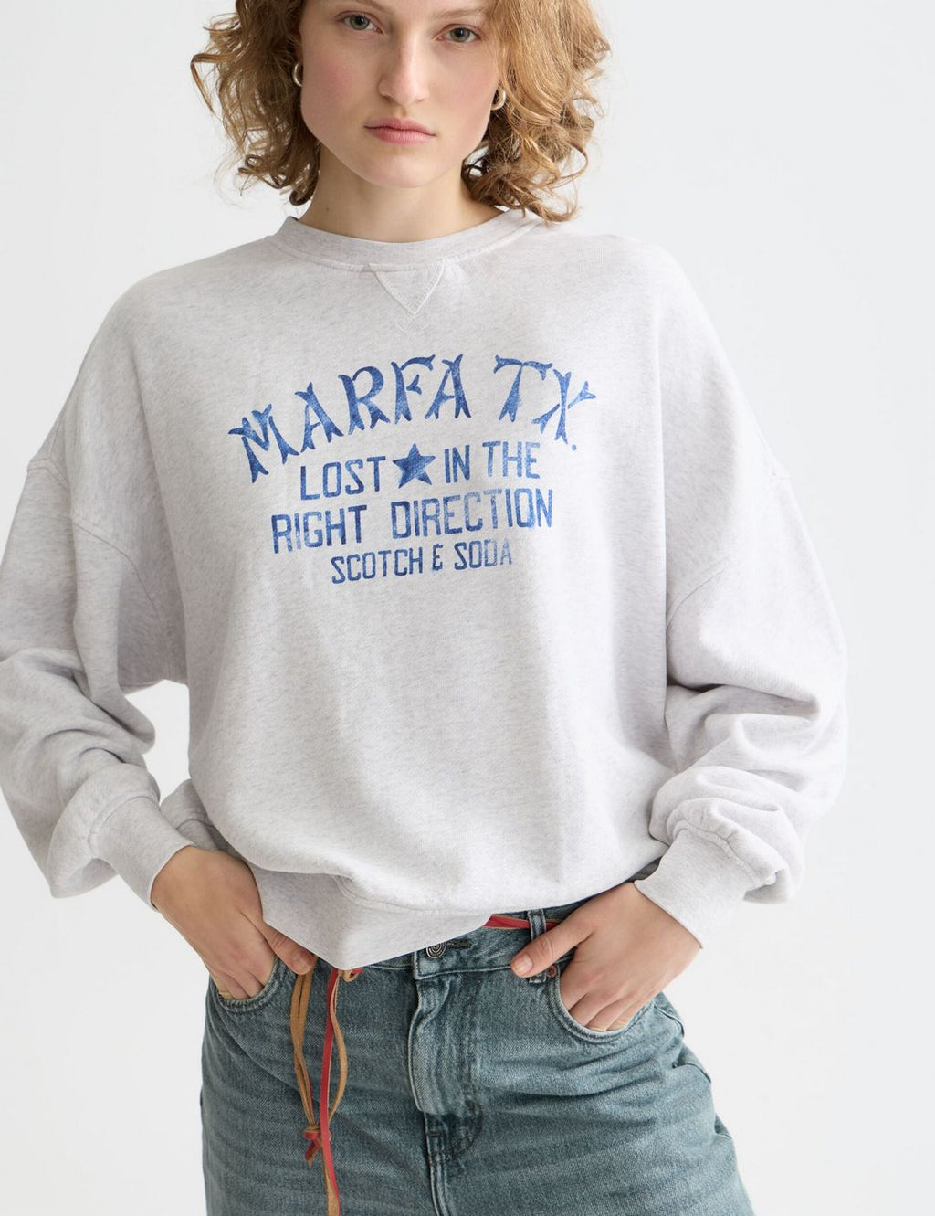 Sweat Denim Graphic Oversized Fit - Grey Melange