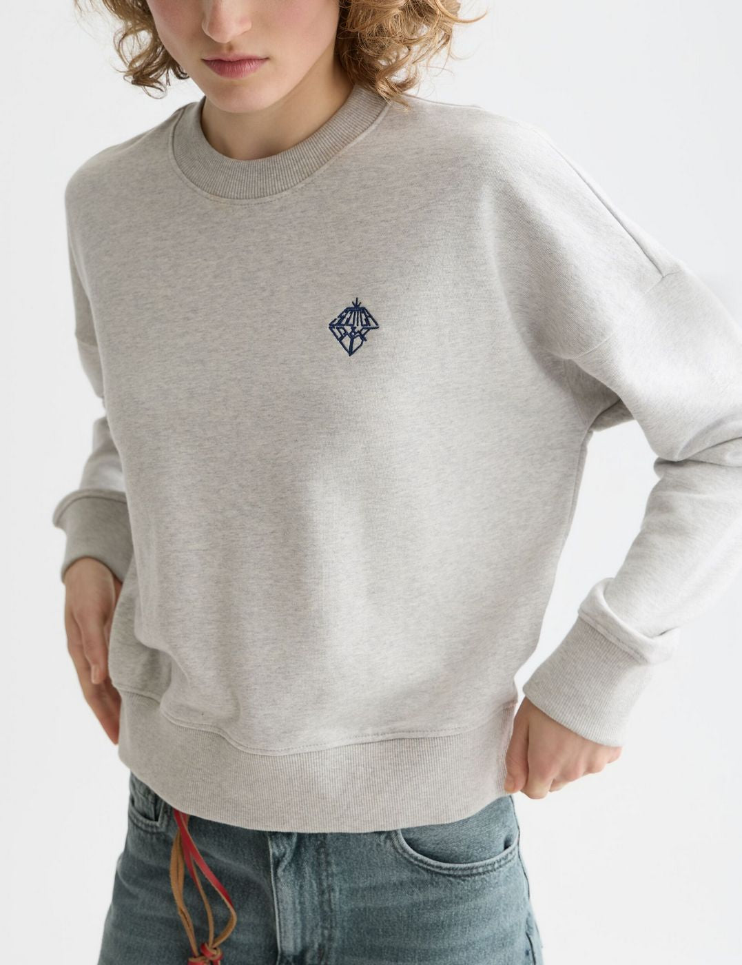 Sweat Embroidered Logo Relaxed Fit - Grey Melange