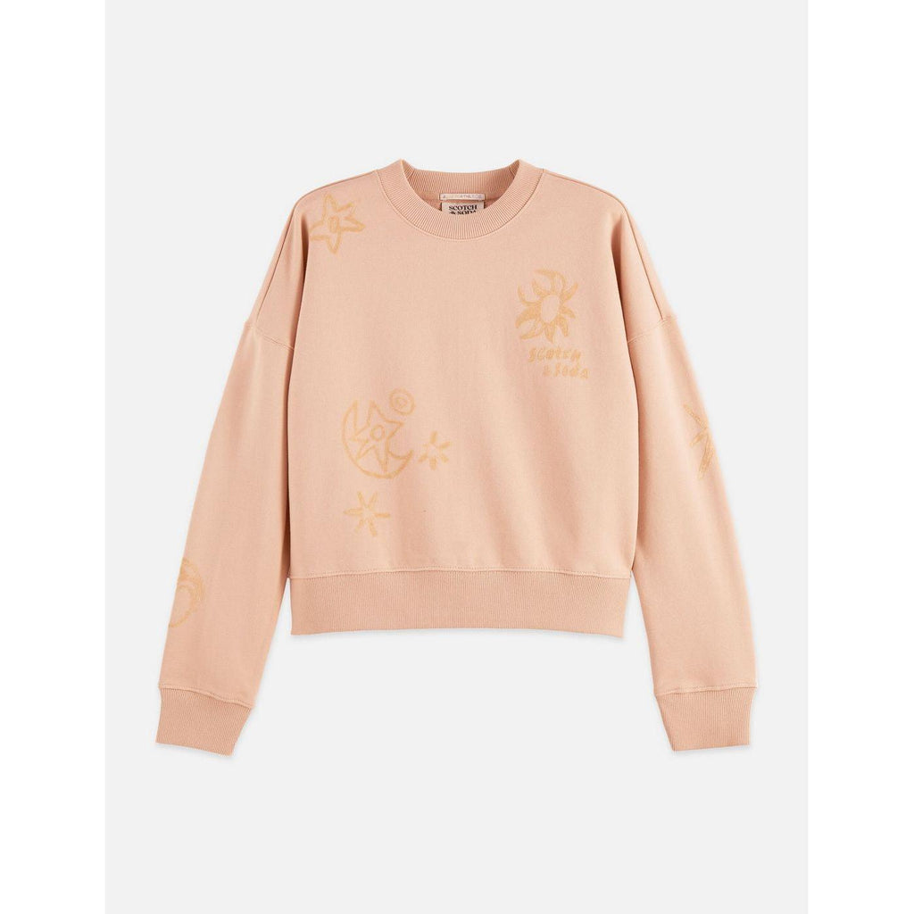 Sweat Relaxed Fit With Flock Print - Rose Dust