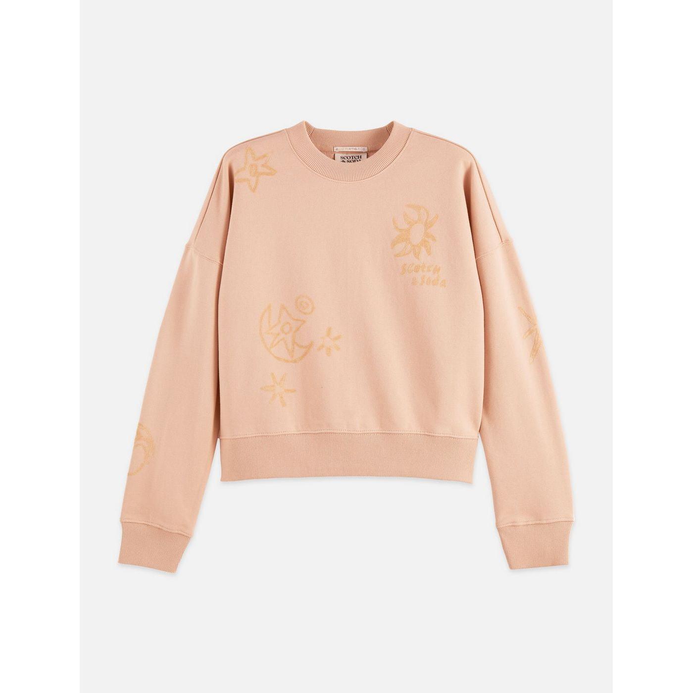 Sweat Relaxed Fit With Flock Print - Rose Dust