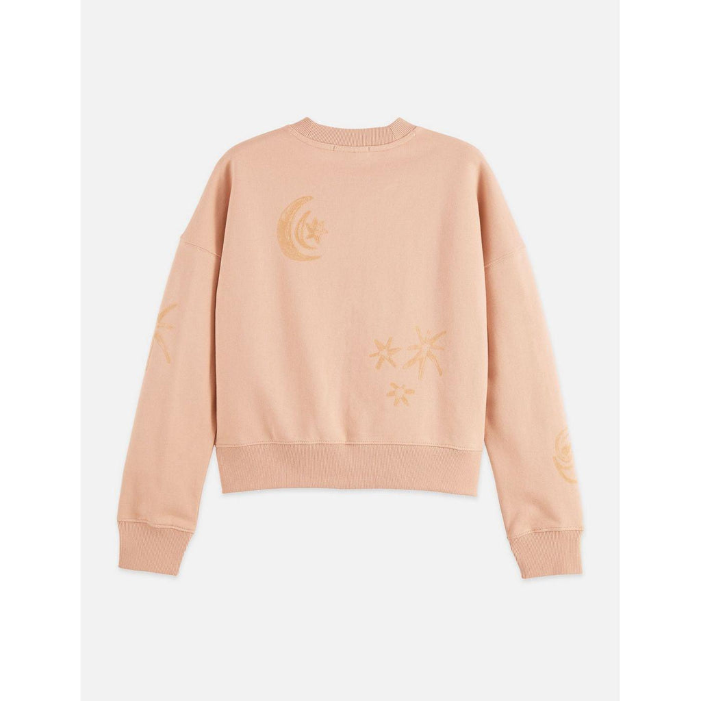 Sweat Relaxed Fit With Flock Print - Rose Dust