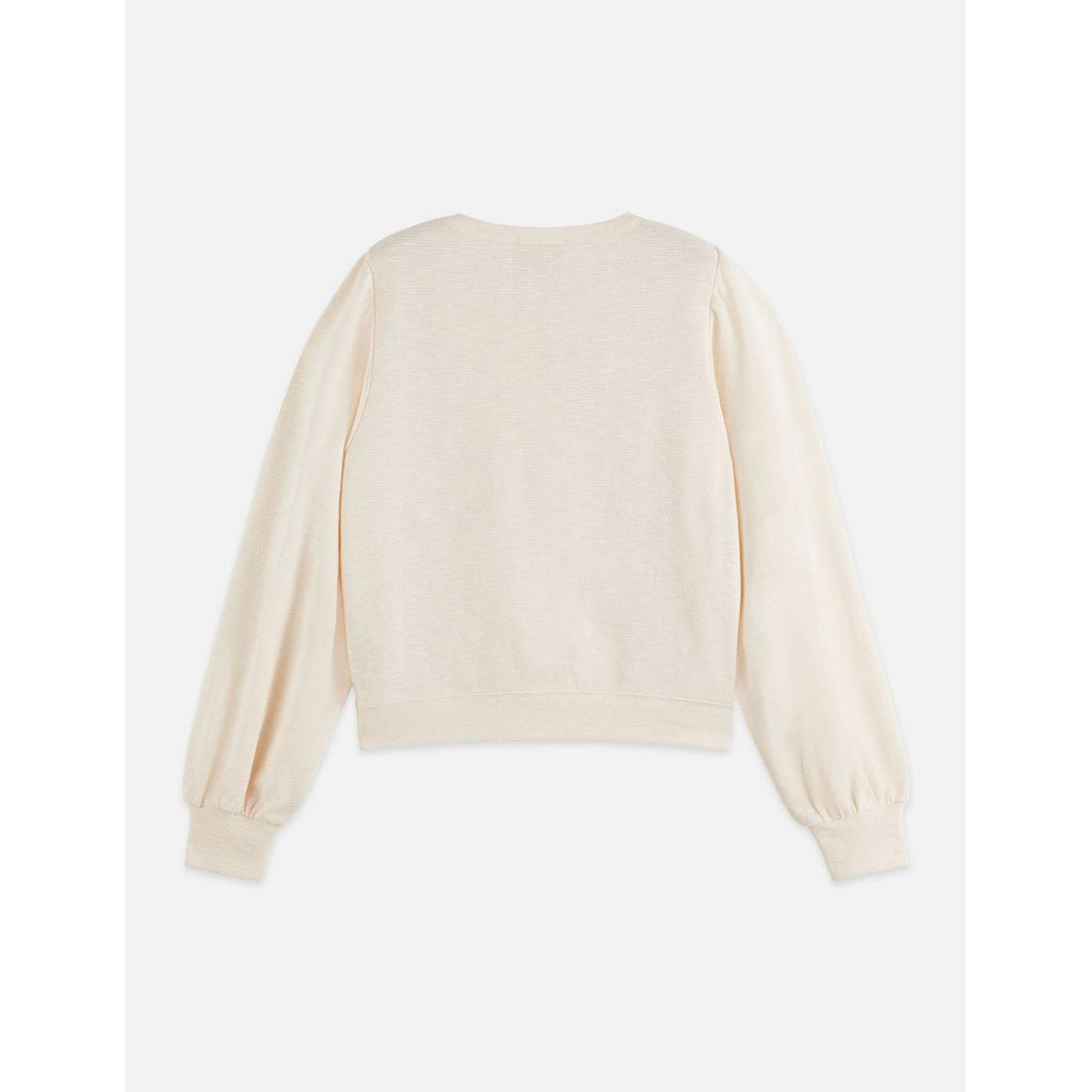 Sweat Open Neck With Woven Front Placket - Eggnog