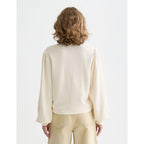 Sweat Open Neck With Woven Front Placket - Eggnog