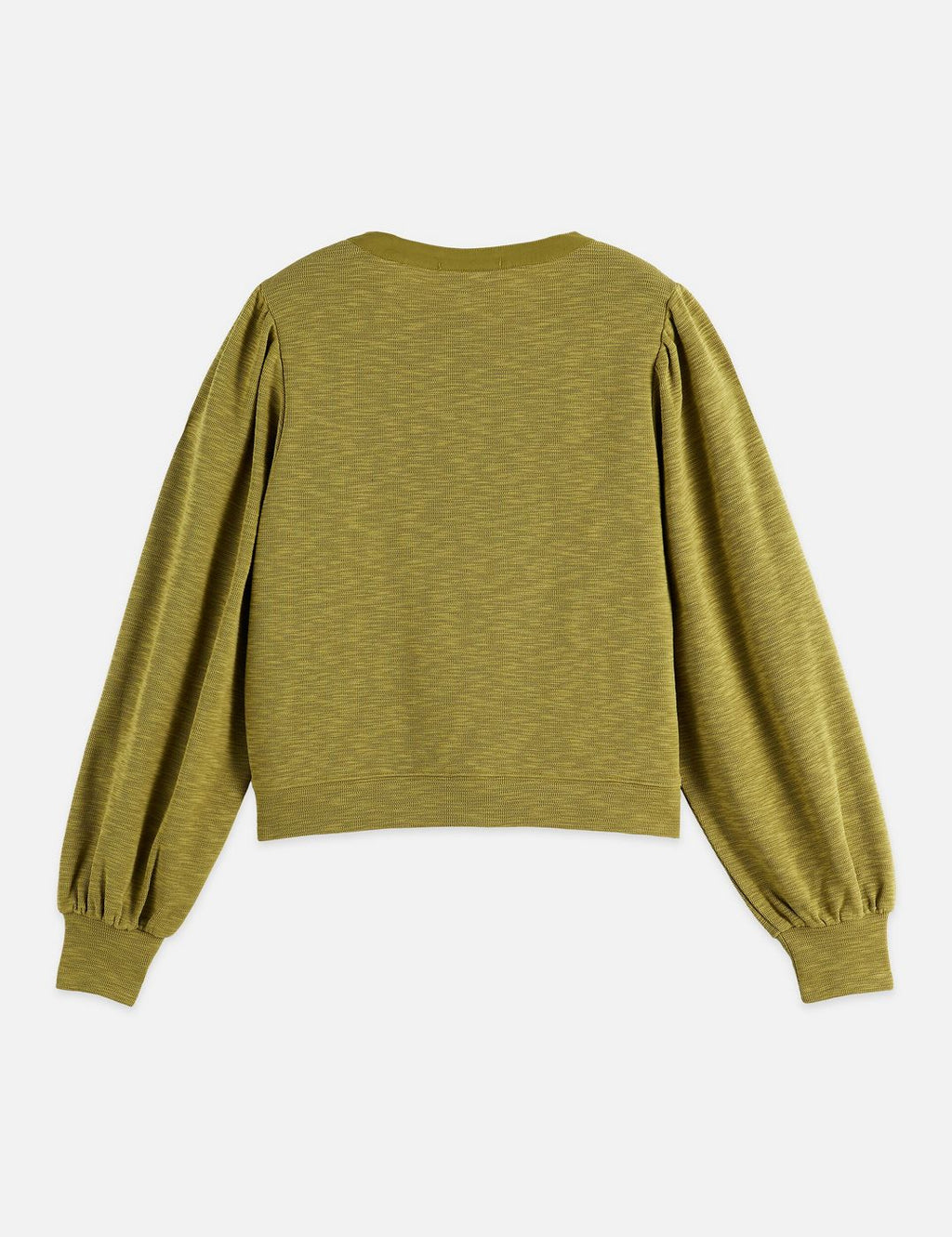 Sweat Open Neck With Woven Front Placket - Green Moss