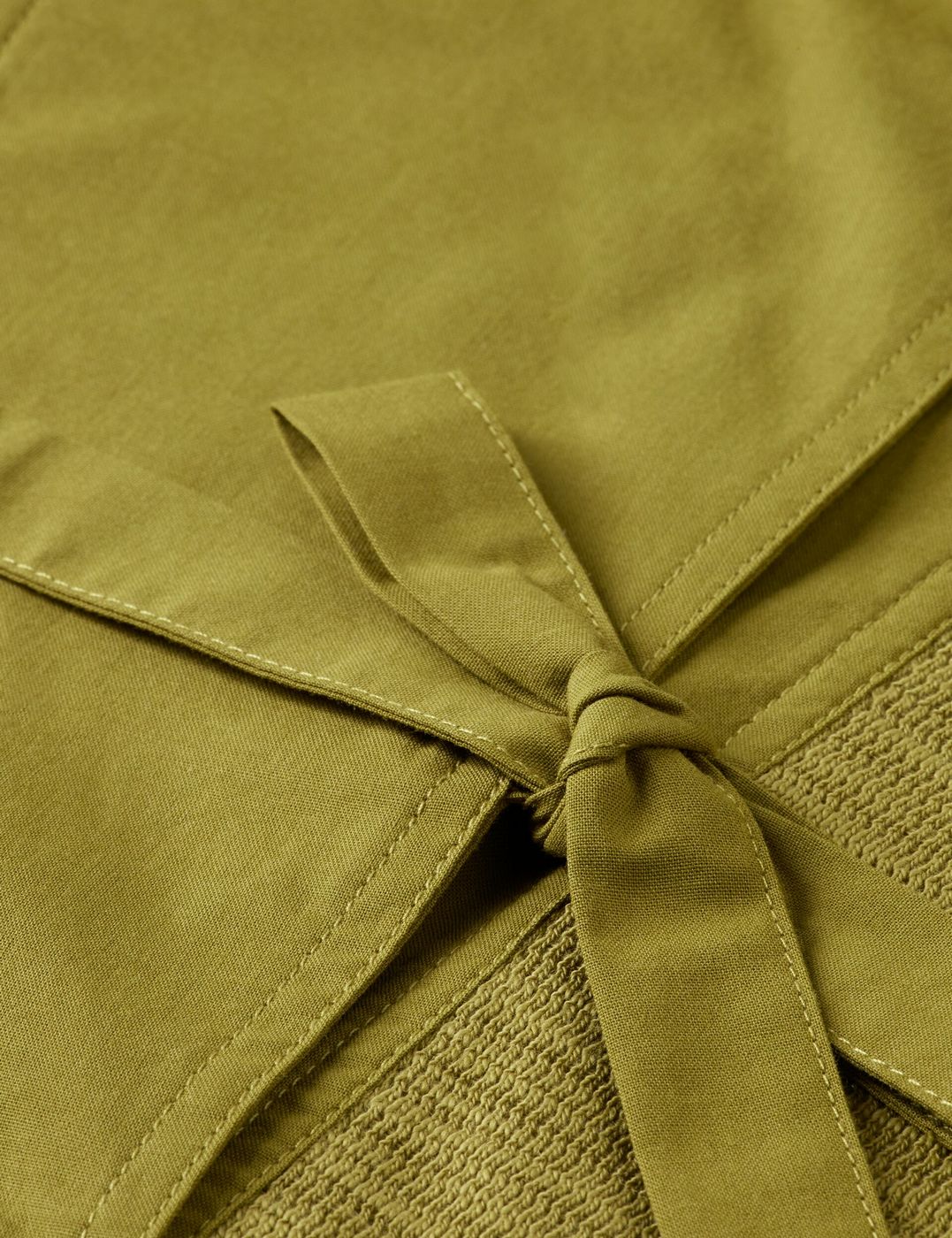 Sweat Open Neck With Woven Front Placket - Green Moss