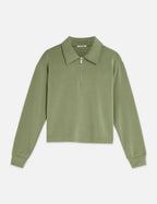Sweat Zip Through Tencel - Oil Green