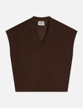 Sweat Tencel V-Neck Shortsleeved - Hot Fudge