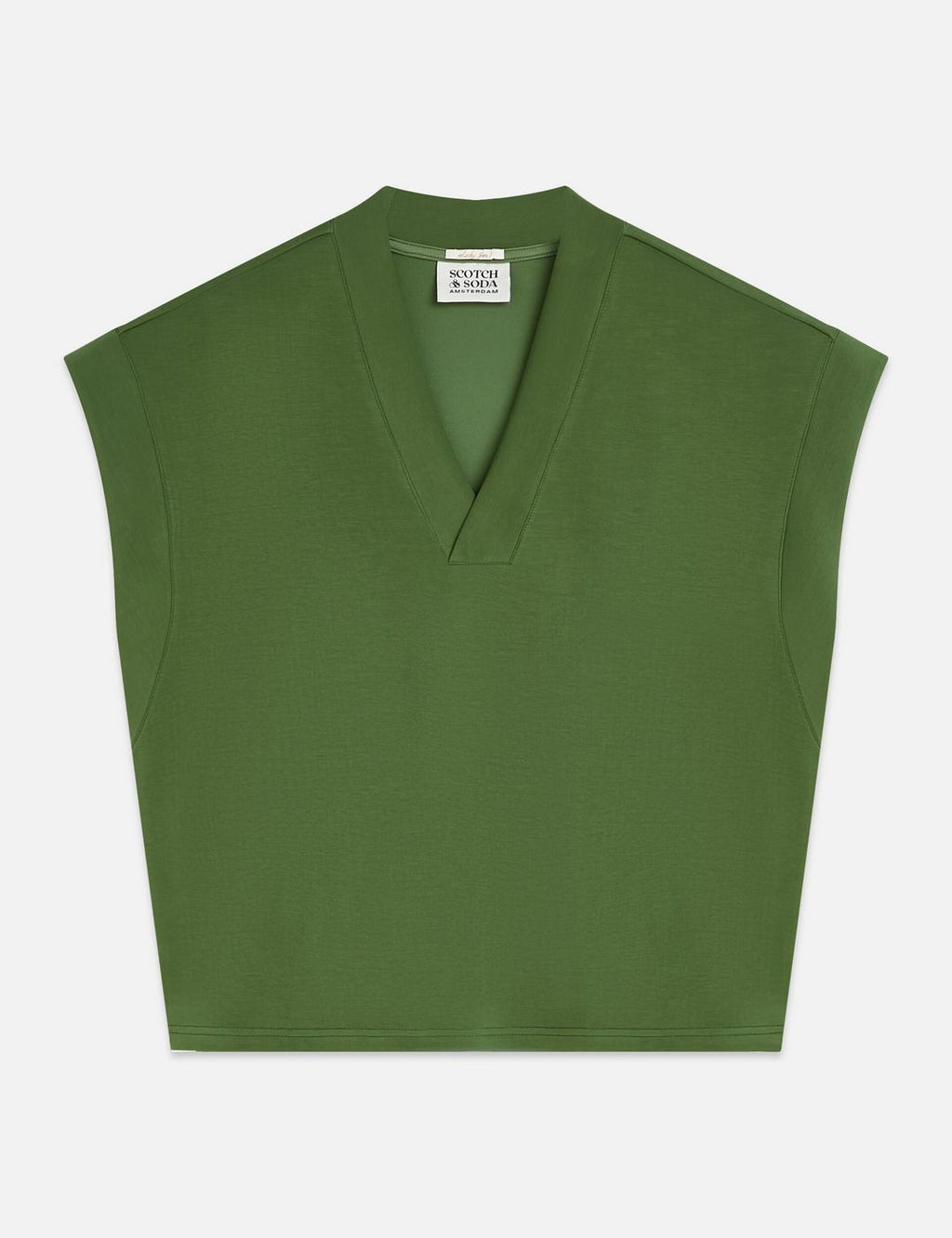 Sweat Tencel V-Neck Shortsleeved - Garden Green