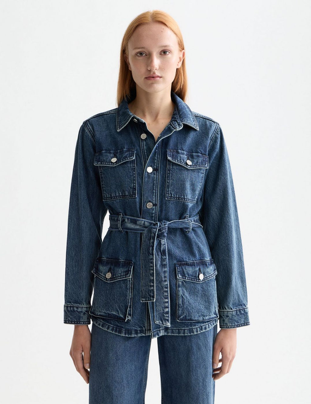 Omarbetad jeansjacka med skärp — Framework