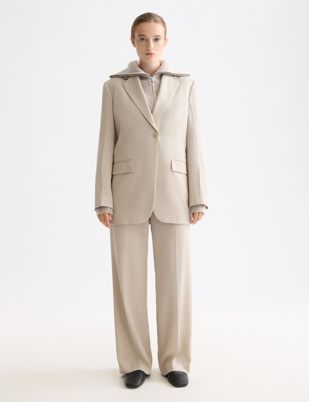 Straight Gabardine Blazer - Plaza Taupe