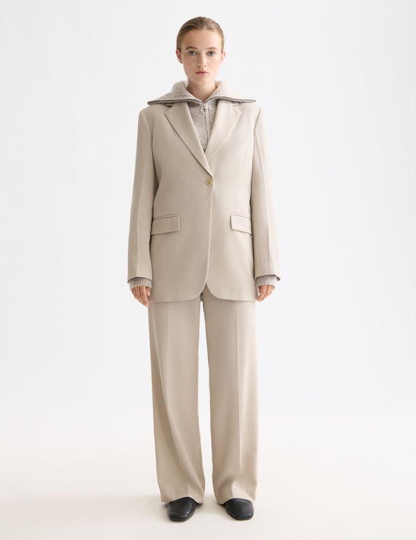 Rechte blazer van gabardine - Plaza Taupe