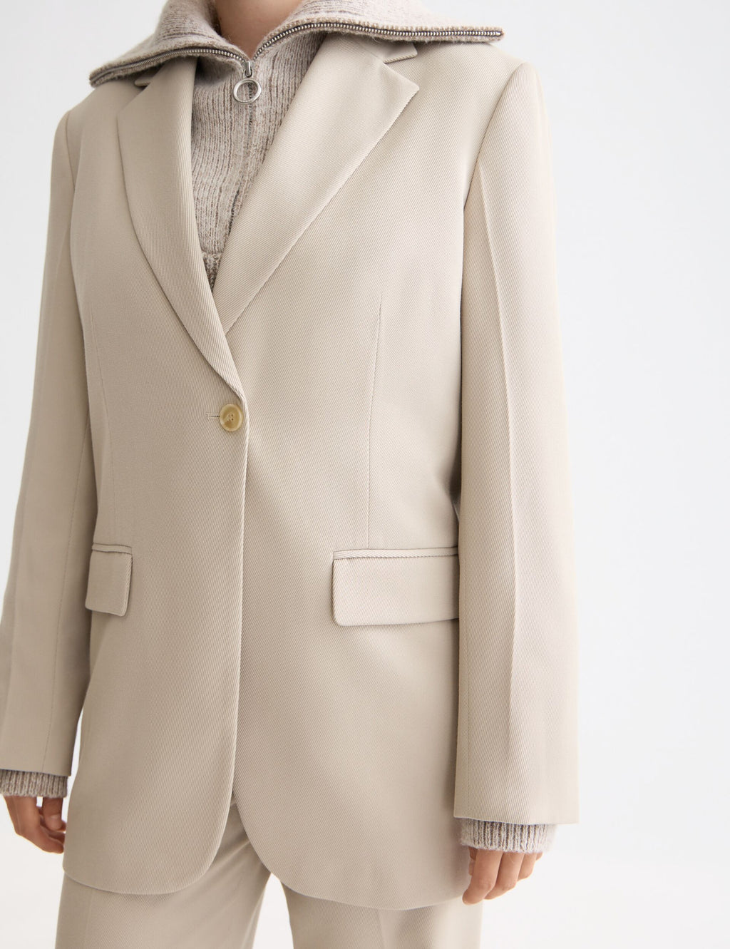 Straight Gabardine Blazer - Plaza Taupe
