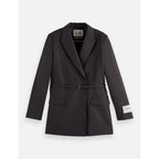 Blazer Core Double Breasted Wool Boyfriend With Belt - Charcoal Melange