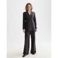 Blazer Core Double Breasted Wool Boyfriend With Belt - Charcoal Melange