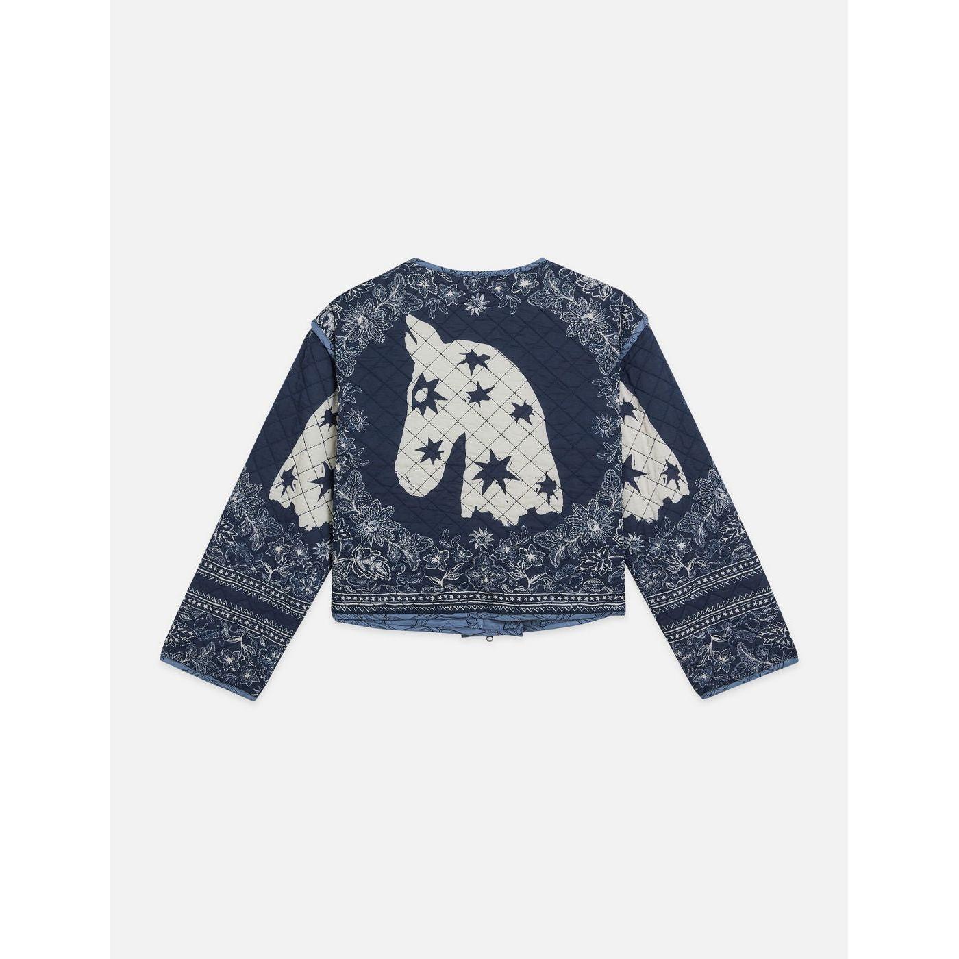 Robe Reversible Printed Quilted Jacket - Horse Bandana Blues