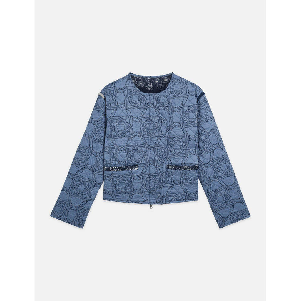 Robe Reversible Printed Quilted Jacket - Horse Bandana Blues