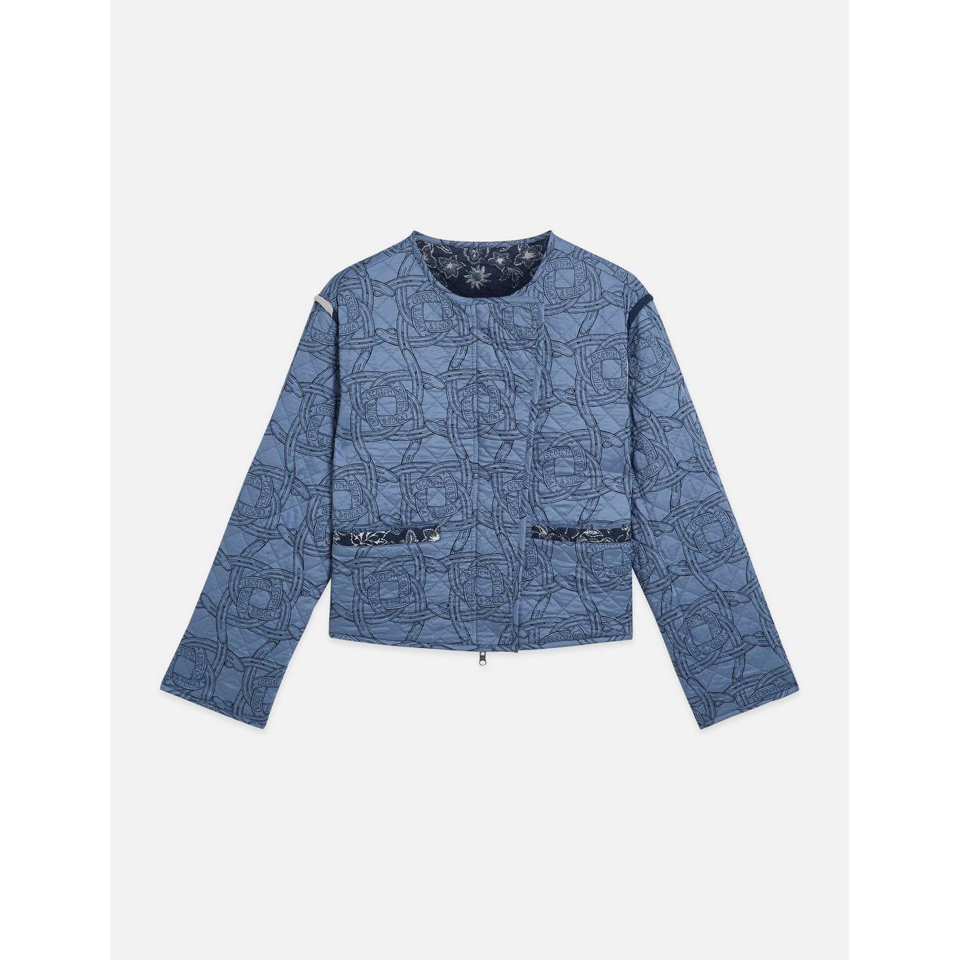 Robe Reversible Printed Quilted Jacket - Horse Bandana Blues