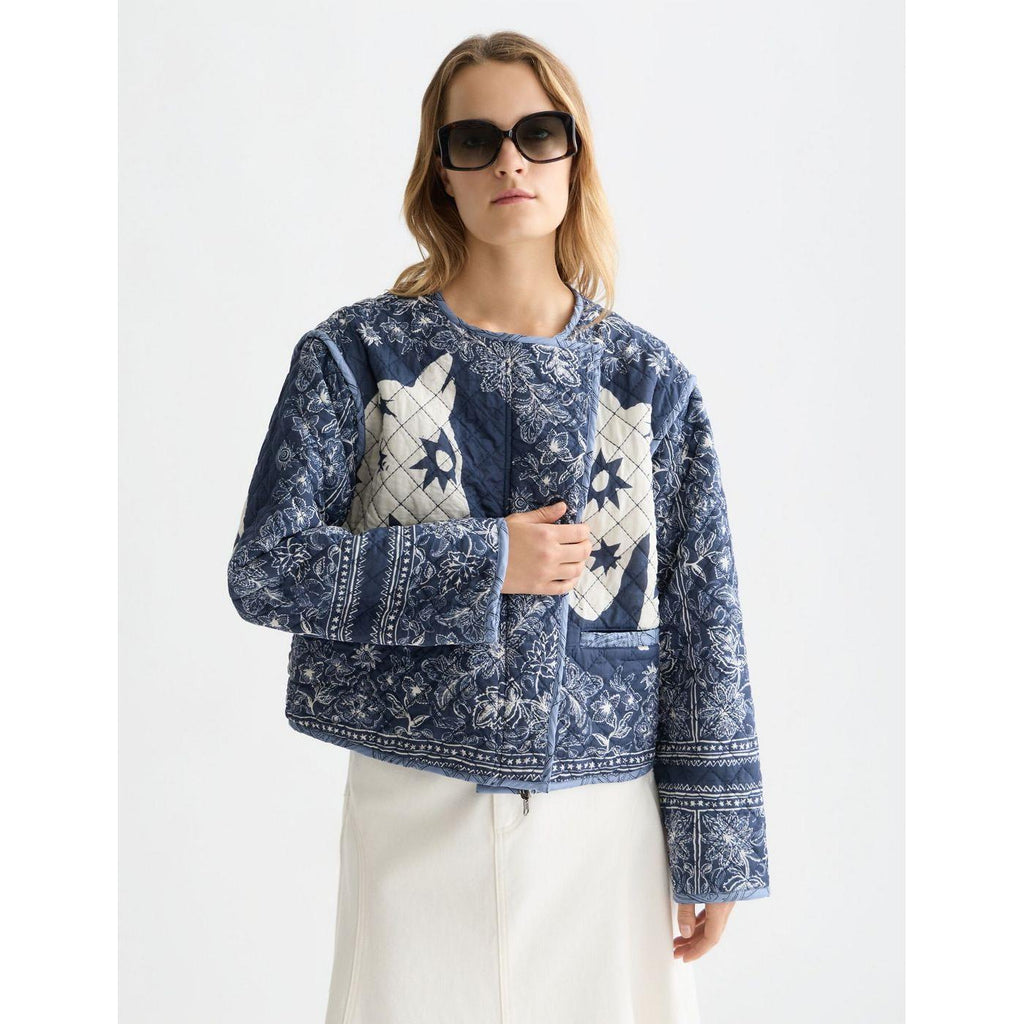 Robe Reversible Printed Quilted Jacket - Horse Bandana Blues