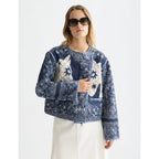 Robe Reversible Printed Quilted Jacket - Horse Bandana Blues