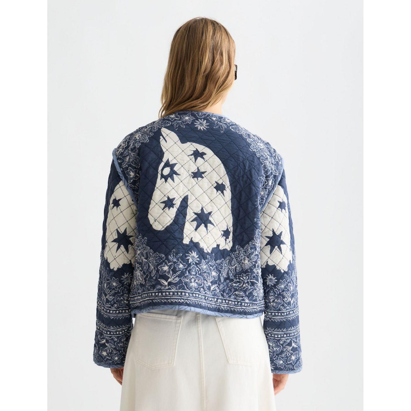 Robe Reversible Printed Quilted Jacket - Horse Bandana Blues