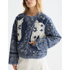 Robe Reversible Printed Quilted Jacket - Horse Bandana Blues