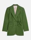 Blazer Linen Blend With Charm Belt - Garden Green