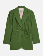 Blazer Linen Blend With Charm Belt - Garden Green