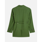 Blazer Linen Blend With Charm Belt - Garden Green