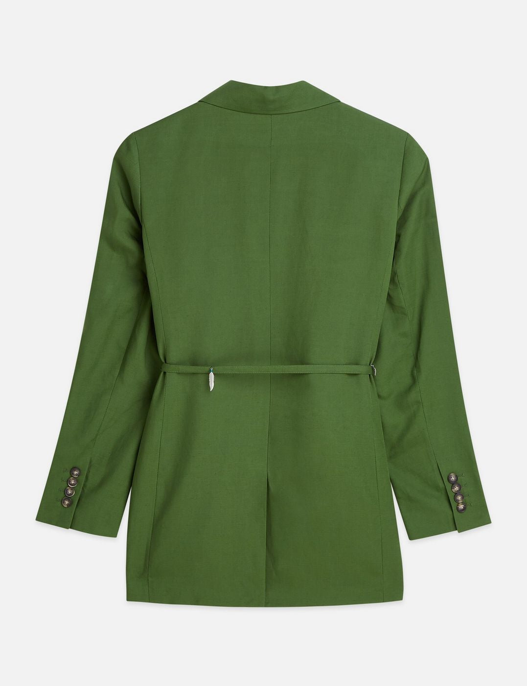 Blazer Linen Blend With Charm Belt - Garden Green