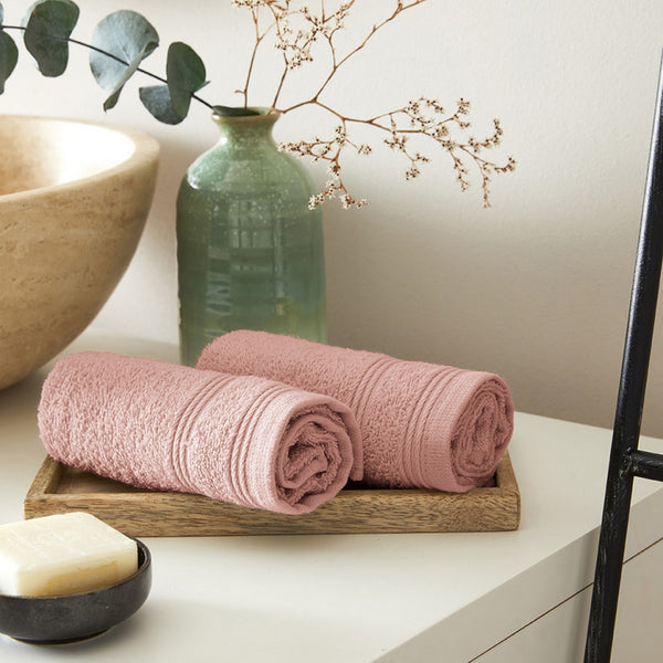 Serviettes Invité "Spa" - 100% Coton - Blush
