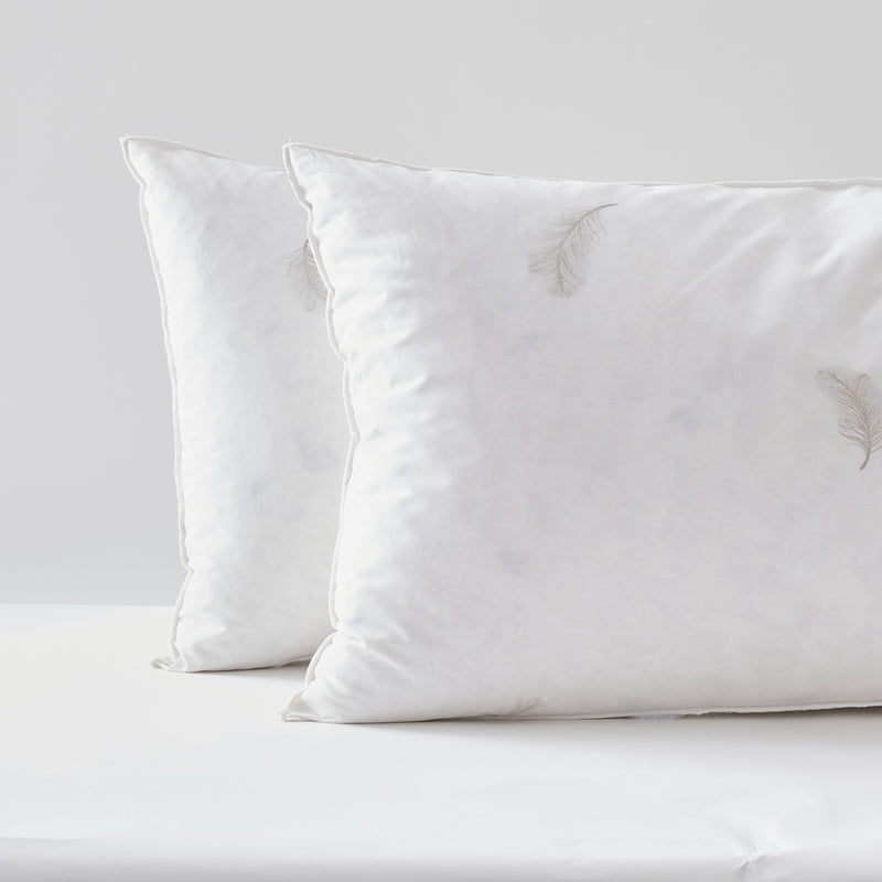 Set of 2 Natural Range "Prestige" Genuine Feather Pillows - Blanc