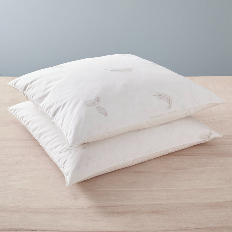 Set of 2 Natural Range "Prestige" Genuine Feather Pillows - Blanc