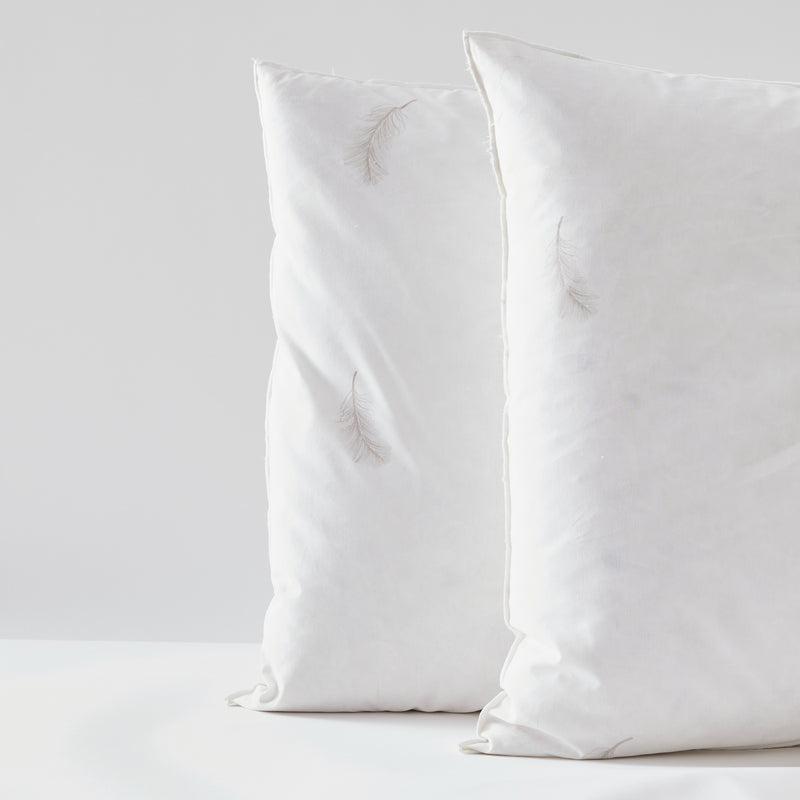 Set of 2 Natural Range "Prestige" Genuine Feather Pillows - Blanc