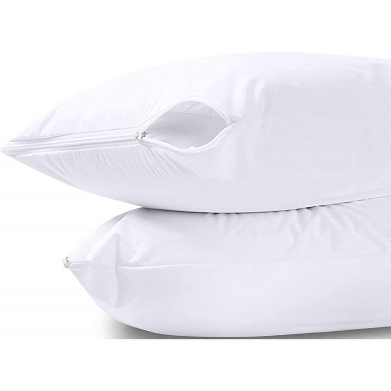 Lot De 2 Protèges Oreiller - Éponge Imperméable Anti-Acariens - Blanc