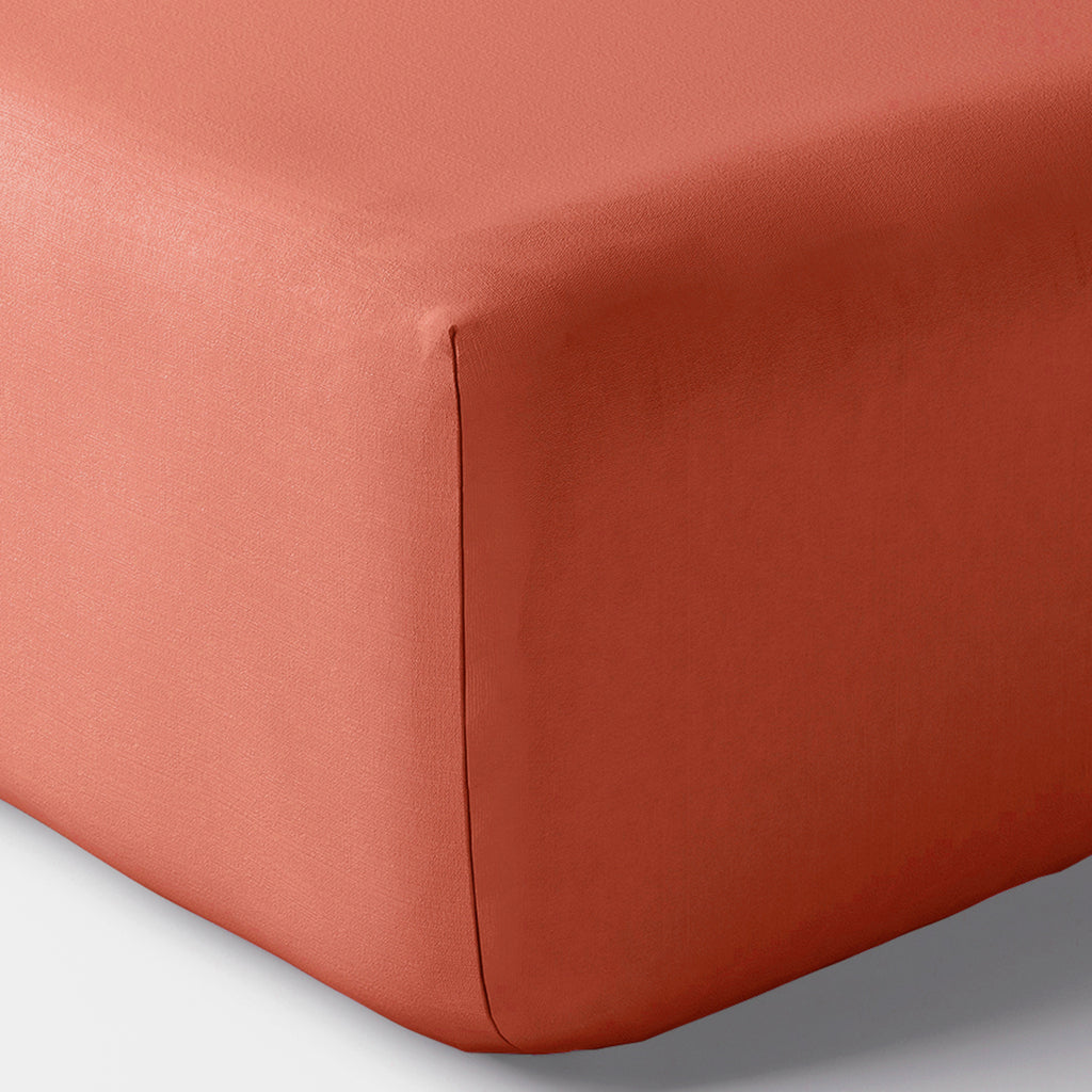Fitted Sheet - 100% Percale Cotton - Terracotta