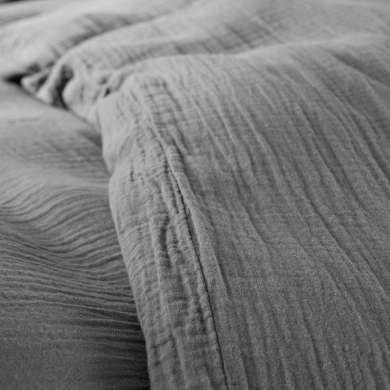 Comforter Set (Cover + Pillowcases) - 100% Cotton Gauze - Slate Grey