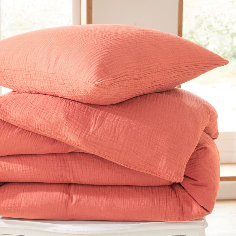 Comforter Set (Cover + Pillowcases) - 100% Cotton Gauze - Blush