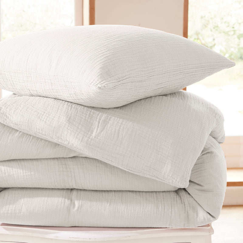 Comforter Set (Cover + Pillowcases) - 100% Cotton Gauze - Snow