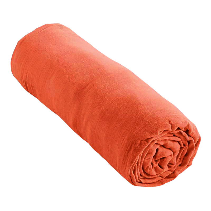 Drap Housse - Gaze De Coton - Terracotta