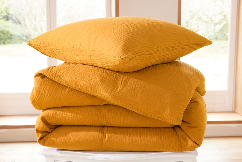 Taie D'Oreiller - Gaze De Coton - Curry