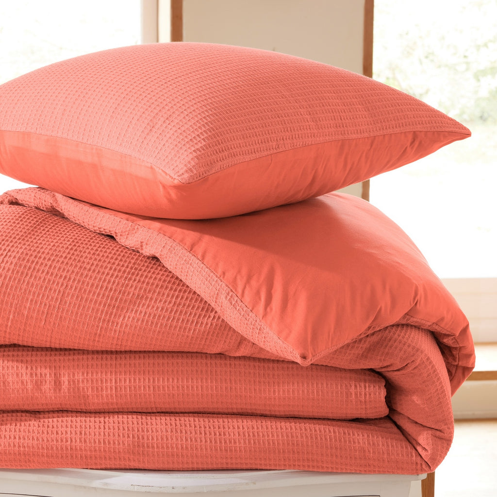 Parure De Couette (Housse + Taies D'Oreiller) - Nid D'Abeille - Blush
