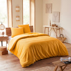 Parure De Couette (Housse + Taies D'Oreiller) - Nid D'Abeille - Curry