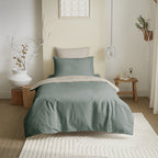 Pack Housse De Couette - 100% Coton - Eucalyptus/Ficelle