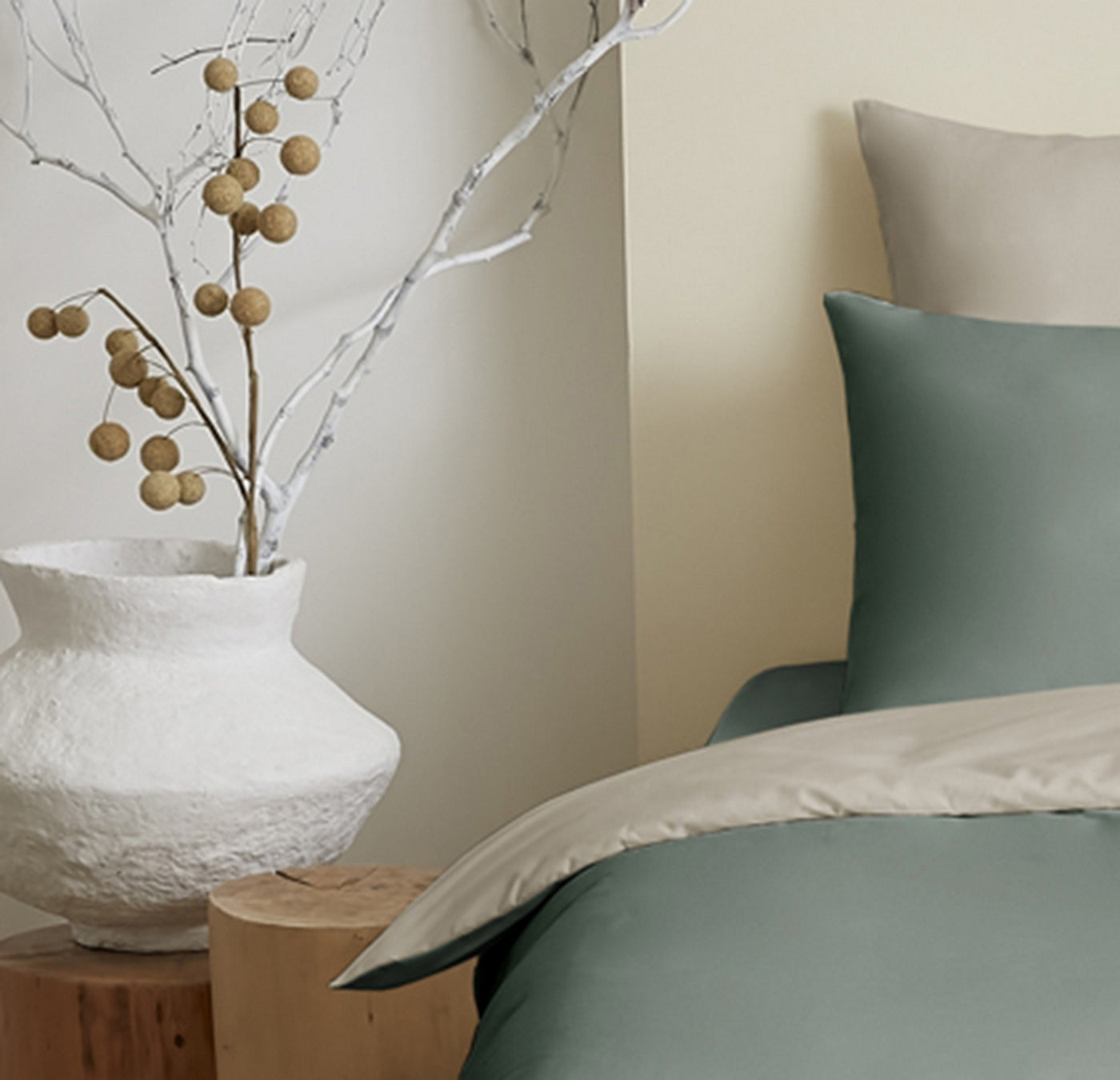 Pack Housse De Couette - 100% Coton - Eucalyptus/Ficelle