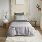 Pack Housse De Couette - 100% Coton - Gris/Anthracite